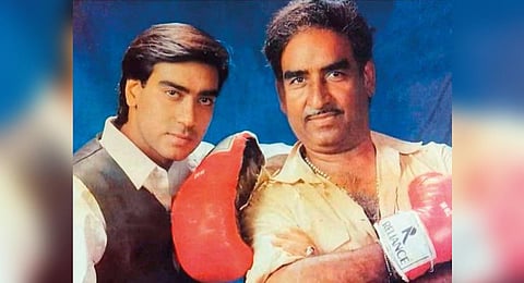Ajay Devgn with his father, the late action director Veeru Devgan. (Ajay Devgn Instagram)