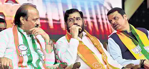 Ajit Pawar, Eknath Shinde and Devendra Fadnavis.