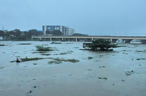 FILE - Following heavy rains, water levels rapidly rose in Thamirabarani River, as seen at Kokkirakulam in Tirunelveli | V Karthikalagu
