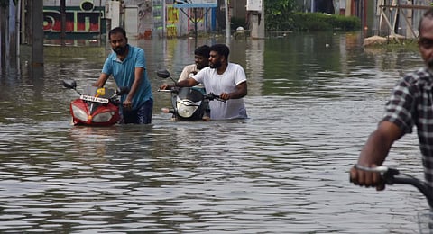 Though the water that flooded the boundless salt pans began to recede after two days, the owners are still unable to revamp the production as stagnant puddles are commonplace here now.