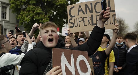 Fans protesting against the Super League.(File Photo | AP)