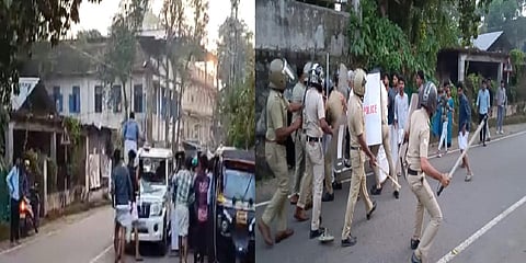 DYFI and SFI activists attacked police Jeep at Chalakudy on Friday after the victory rally of SFI at ITI Chalakudy