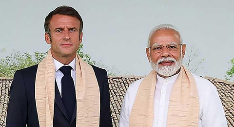 French President Emmanuel Macron and Prime Minister Narendra Modi (File Photo-PTI)