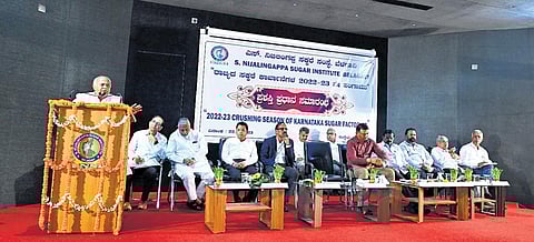 Sugar Minister Shivanand Patil at a programme organised by S Nijalingappa Sugar Institute in Belagavi on Friday | Express