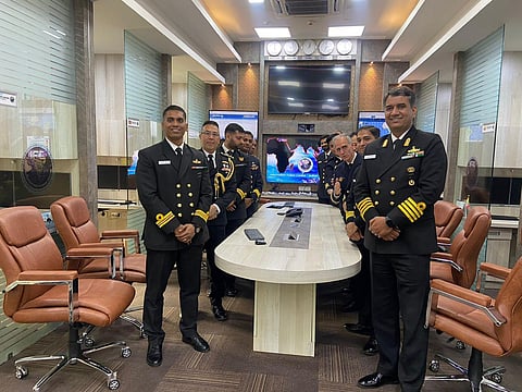 Captain Rohit Bajpai (R) with the ILOs and Indian Navy officers