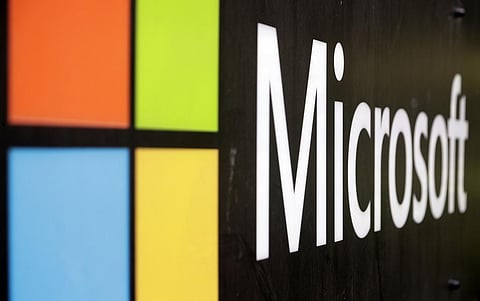 The Microsoft company logo is displayed at their offices in Sydney. (File Photo | AP)