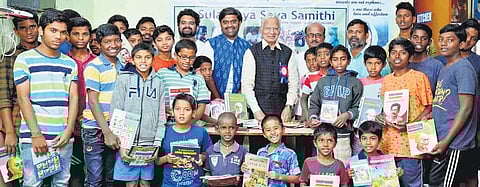 Sulakshya Seva Samithi, a NGO, adopted a government school and provided books and stationery to the school students
