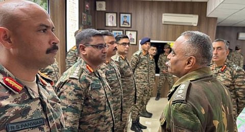 Army Chief General Manoj Pande visted the Poonch sector and interacted with the soldiers on ground. (Photo | ADGPI X)