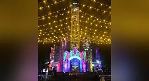 Medak Cathedral illuminated on the eve of Christmas. (Photo | EPS)