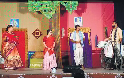 Artistes staging a play during the 22nd Nandi Natakotsavam in Guntur I Express