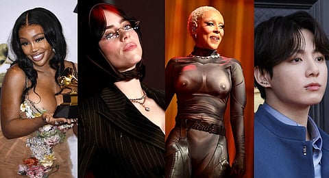 Popstars SZA, Billie Eilish, Doja Cat, Jungkook. (Photos | AFP)