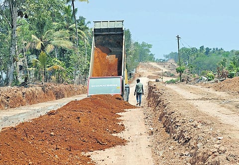 Construction of new bypass as part of NH-66 development progressing at Palamkonam near Attingal in Thiruvananthapuram (File Photo | B P Deepu)