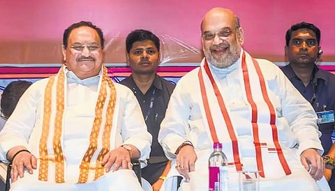 Home minister Amit Shah and BJP’s national president J P Nadda | pti file