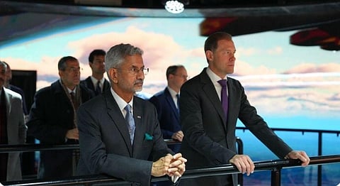 External Affairs Minister S Jaishankar with Russian Deputy PM Denis Manturov (Photo | Special arrangement)