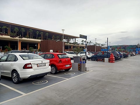 The parking lot at Bengaluru Airport's T2. (Express Photo)