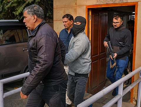 Amol Shinde, one of the accused arrested in the December 13 Parliament security breach case, being produced at the Patiala House court | PTI