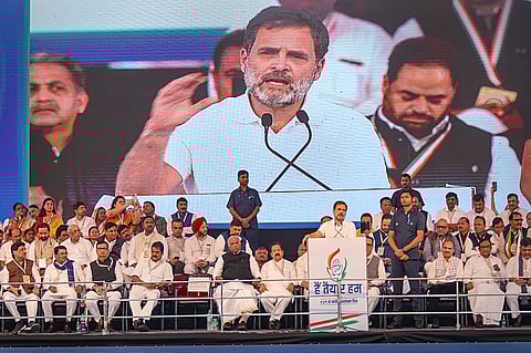 Congress leader Rahul Gandhi speaks during party's 'Hain Tayyar Hum' rally organised on party's foundation day, in Nagpur. (Photo| PTI)