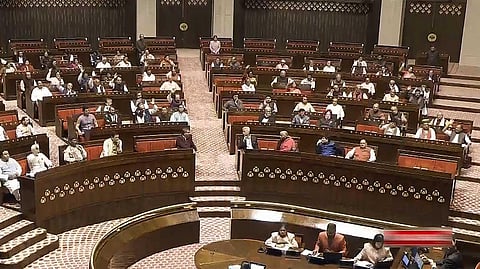 Parliamentarians in the Rajya Sabha during the Winter session of Parliament, in New Delhi, on Dec. 12, 2023.