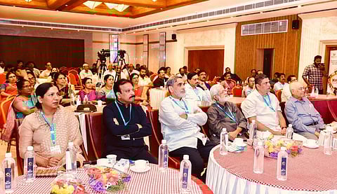 Rajamony, Musthafa Zafeer OV and Almana Zafeer at the 'Unveiling Thalassery' event recently. (EPS)