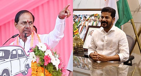 BRS chief and Chief Minister K Chandrasekhar Rao and TPCC president A Revanth Reddy .