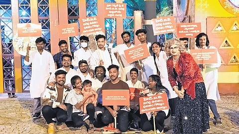 Patruni's art transcends the ordinary, shedding light on critical issues like the dance of democracy in voting and the haunting shadows of casteism.