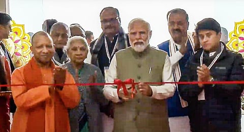 PM Modi inaugurates Maharshi Valmiki International Airport, in Ayodhya, Saturday, Dec. 30, 2023. (Photo | PTI)