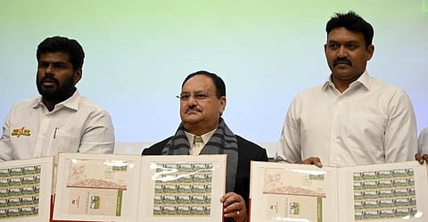 BJP national president JP Nadda released a stamp commemorating 200 years of Indian origin Tamils in Sri Lanka in New Delhi on Saturday | Shekhar Yadav