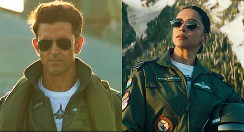 Hrithik Roshan and Deepika Padukone in 'Fighter'.