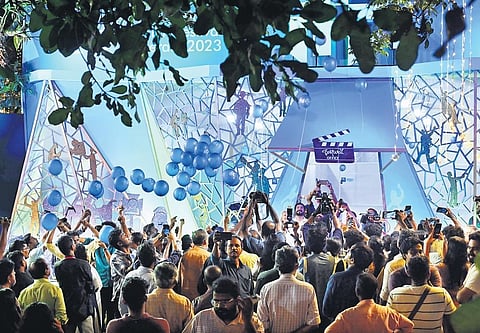 On the eve of 28th International Film Festival of Kerala, the IFFK main office at Tagore Theatre in Thiruvananthapuram witnesses a rush of visitors and media personalities vying to take photos and vid