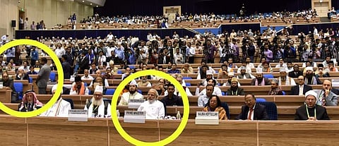 The photo shared by Chief Minister Siddaramaiah on his ‘X’ handle purportedly showing PM Narendra Modi with Maulvi Tanveer Hashmi. (Photo | X)