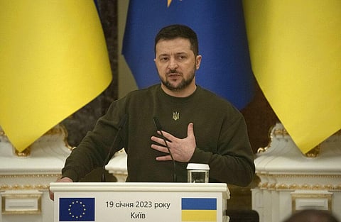 Ukrainian President Volodymyr Zelenskyy attends a news conference in Kyiv, Ukraine, Jan. 19, 2023. (File Photo | AP)