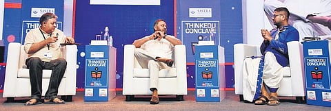 Badri Seshadri (L) and Dushyant Sridhar (R) during the session | Express