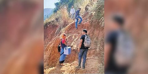 The health team on way to Taberu village in Swabhiman Anchal | Express