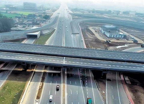 Aerial shot of the Delhi-Mumbai Expressway