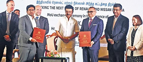 CM Stalin at the MoU signing between state govt and Renault- Nissan | express