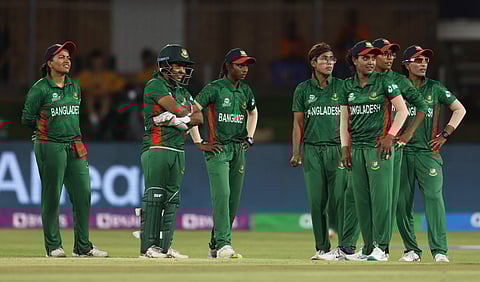 Bangladeshi players look on during their T20 cricket match against Australia on Tuesday. (Photo | Twitter @BCBtigers)