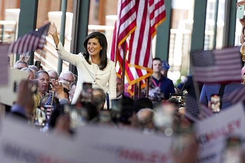 Nikki Haley, former South Carolina governor and United Nations ambassador, takes the stage as she launches her 2024 presidential campaign on Feb. 15, 2023, in Charleston, S.C. (Photo | AP)