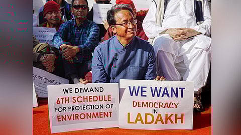 Education reformist Sonam Wangchuk during a protest.