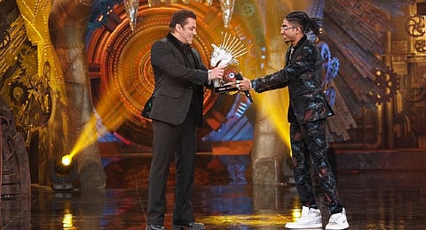 Bigg Boss 16 winner and rapper MC Stan with actor-host Salman Khan.