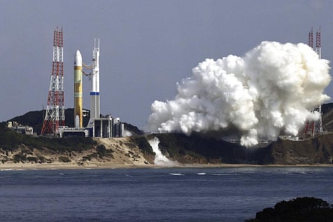 An H3 rocket sits on the launch pad at Tanegashima Space Center in Kagoshima, southern Japan Friday, Feb. 17, 2023. (Photo | AP)