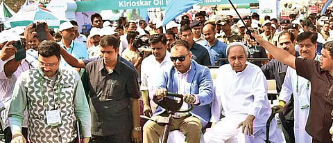 Chief Minister Naveen Patnaik going round the state-level agriculture fair Krushi Odisha - 2023 at Baramunda ground in Bhubaneswar | Shamim Qureshy