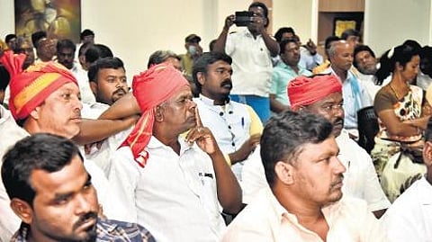 Members of Narikuravar community listen to the discussion on economic development schemes on Friday in Chennai | P Jawahar