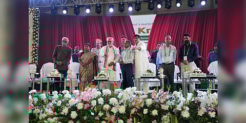 Governor of Odisha Prof. Ganeshi Lal inaugurating Ama KrushAI, an AI-powered ChatBot.