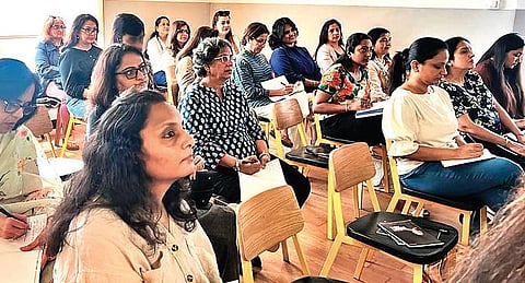 Members of Millennium Mams’ going through this year’s Budget