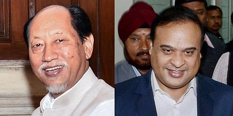 Assam CM Himanta Biswa Sarma and his Nagaland counterpart Neiphiu Rio. (File photo | PTI)