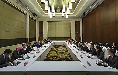 Beijing: Indian and Chinese officials hold an in-person meeting of the China-India Border Affairs Consultation and Coordination Working Mechanism (WMCC) in Beijing on Feb 22, 2023. (Photo | PTI)