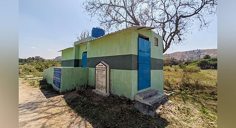 A view of the public toilet constructed at a graveyard. (Photo | Express)