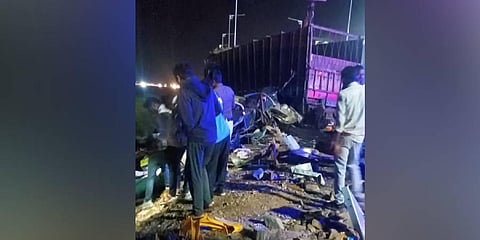 The accident happened on Churhat-Rewa highway in MP. (Photo | Special Arrangement)