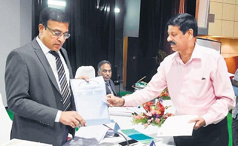 TS Electricity Regulatory Commission chairman T Sriranga Rao holds the public hearing on tariff proposals and true up charges in Hyderabad on Friday | RVK Rao