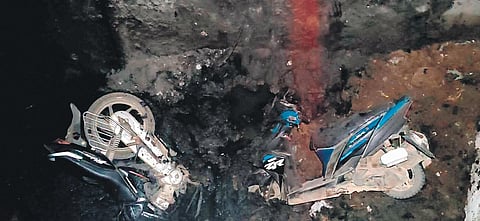 The pit dug up by the Highways Department to lay sewage pipes | Express